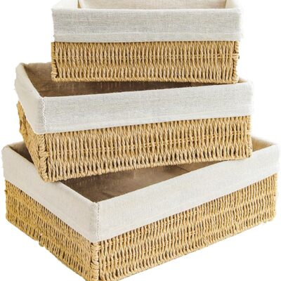 Home Desktop Storage Basket Woven With Lid, Snack Storage Basket Drawer, Cosmetics Storage Box(Size:medium size(lidless))